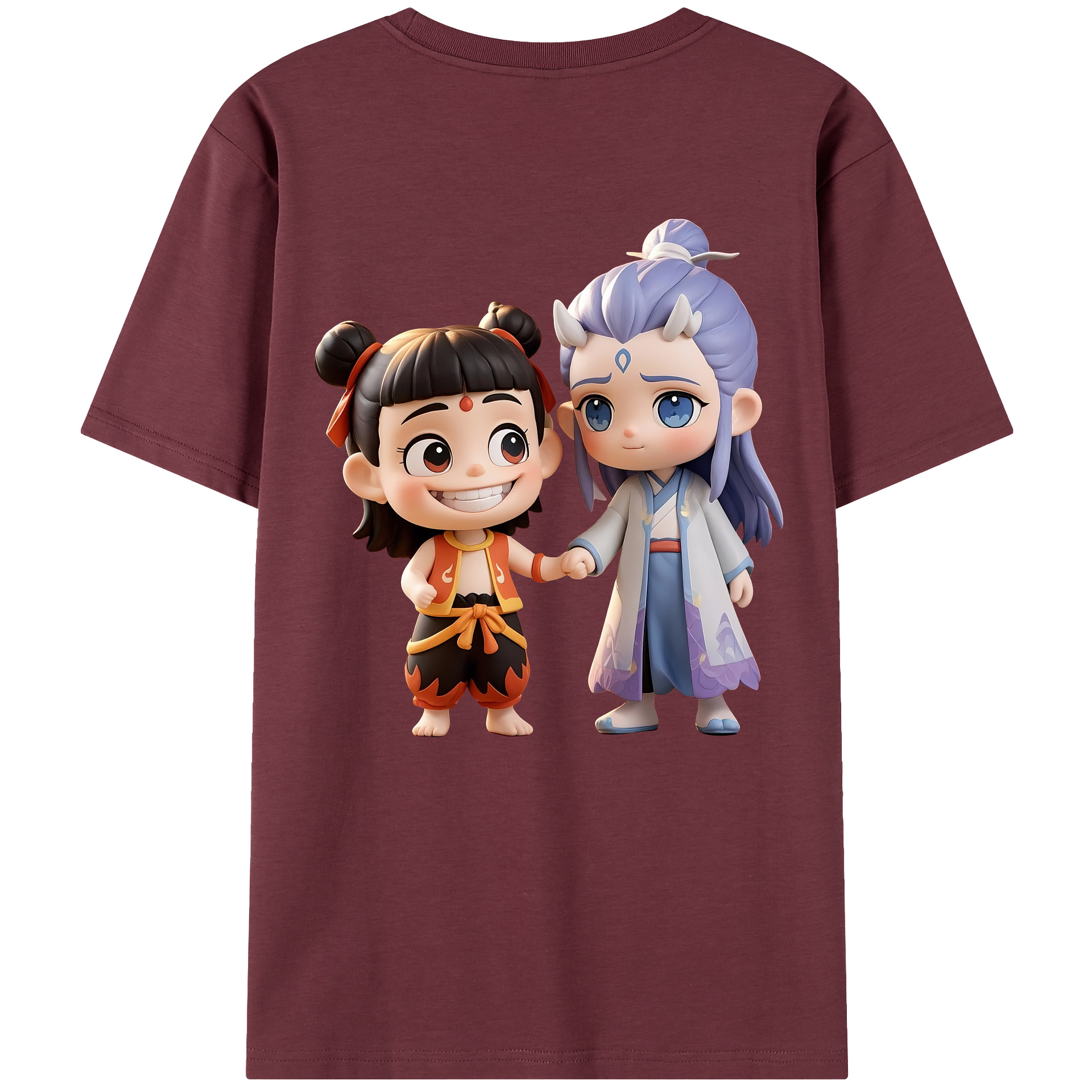（画像用） Ne Zha 2 ナタ 魔童の大暴れ 綿100％半袖Tシャツ（背面プリント）